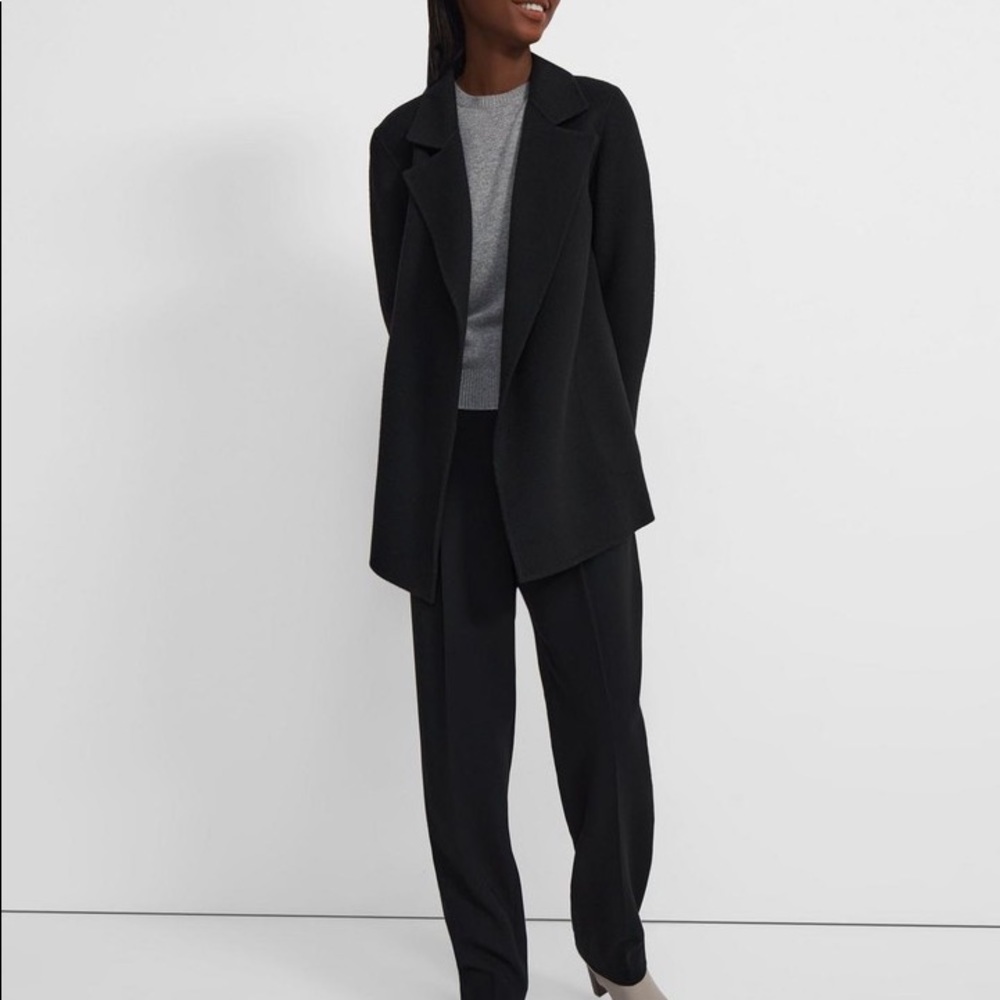 Theory Sileena Double-Face Coat in Midnight